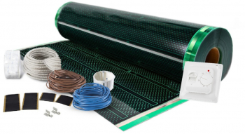 Kit incalzire pardoseala pentru parchet cu folie incalzitoare 140 W / mp pentru 17 mp cu termostat analogic 