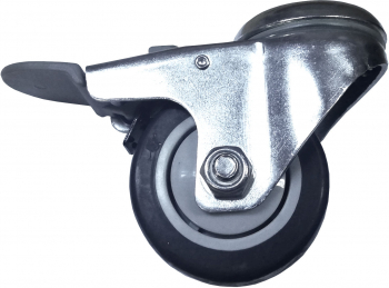 Roata pivotanta cu frana si rulment din cauciuc cu alezaj 75 mm 70 kg 