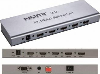 Splitter HDMI 2.0 1 intrare 4 iesiri EDID management RS232