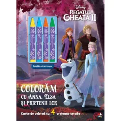 Disney. regatul de gheata ii. coloram cu anna elsa si prietenii lor. contine 4 creioane cerate