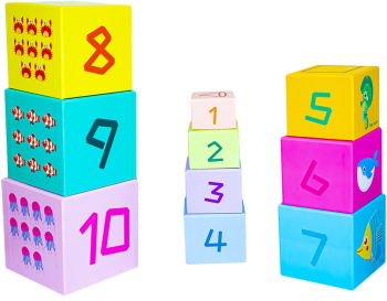 Cuburi educative stivuibile din carton - Animale marine 10 piese