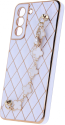 Husa pentru Samsung Galaxy S22 Plus Glamour Bling Hand Grip Bibilel Alb TLF-BBL5865 