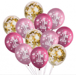 Set de 12 baloane 1st Birthday culori metalice ghirlanda Multicolor JMB-BBL6030 