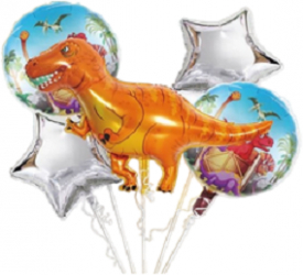 Set de 5 baloane cu personaj Dinozaur culori metalice ghirlanda Multicolor JMB-BBL6052 
