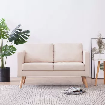 Canapea cu 2 locuri crem material textil 