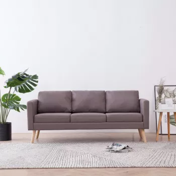 Canapea cu 3 locuri gri taupe material textil 