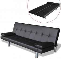 Canapea extensibila 2 perne piele artificiala reglabila negru 