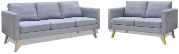 Set canapele cu 2 locuri si 3 locuri textil gri deschis