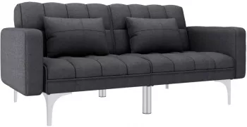 Canapea extensibila gri inchis material textil 