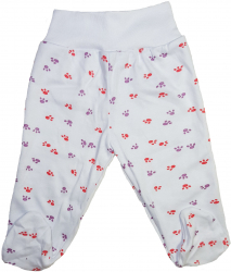 Pantaloni cu imprimeu labute alb cu rosu Minis Boutique 3-6 luni