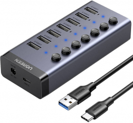 Hub 7 porturi USB 3.0 pentru PC sau laptop indicator LED Negru MON-BBL6136 