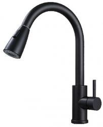 Baterie de chiuveta pentru bucatarie neagra de 40 cm cu dus extractibil din otel inoxidabil alimentar 304 cu cartus ceramic si design mo 