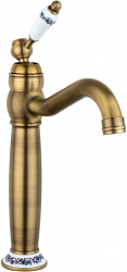 Baterie lavoar TRENDY and rsquo S montare pe blat.bronz antichizat cu broderie ceramica