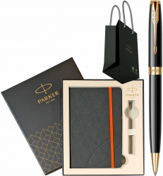 Pix Parker Sonnet Royal Black GT Personalizat prin Gravura Laser in cutie cu agenda si punga 