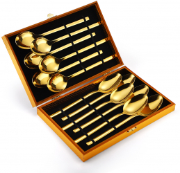 Set 12 linguri stainless stel TRENDY and rsquo S gold 