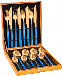 Set 16 tacamuri din inox TRENDY and rsquo S bleu-gold 