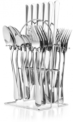 Set tacamuri stainless stell 24 piese cu suport TRENDY and rsquo S crom 