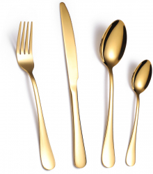 Set tacamuri stainless stell 24 piese cu suport TRENDY and rsquo S gold 