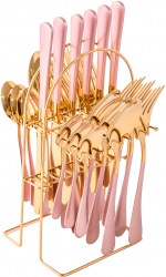 Set tacamuri stainless stell 24 piese cu suport TRENDY and rsquo S rose-gold 