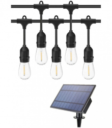 Ghirlanda cu panou solar si becuri 10m cu 10 becuri lumina calda 3000K 