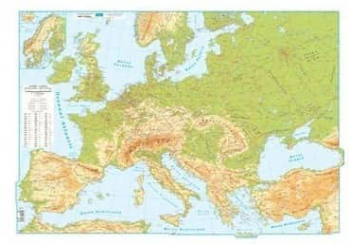 Harta EUROPA fizica 50x70 cm plastifiat 