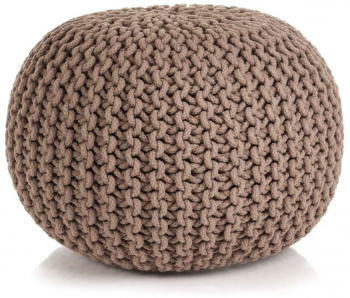 Puf tricotat manual bumbac 50 x 35 cm maro 