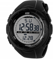Ceas barbatesc Skmei Rezistent la socuri Sport Rezistent la apa 5 ATM Digital Cronometru Rezistent la inot Negru Cronograf Alarma Calendar 