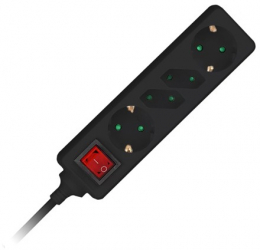 Prelungitor 4 Cai Cu Intrerupator 1.5m 3g1.5mm2 Negru 