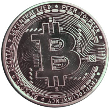 Bitcoin Moneda de Colectie din Metal gros 3mm Crypto Suvenir BTC Silver