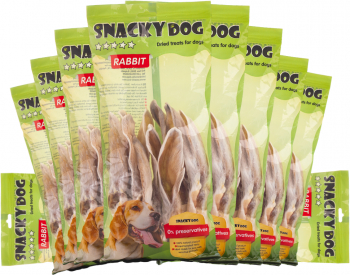Pachet 10 x Recompensa pentru caini Snacky Dog Urechi de Iepure cu Blana - 1000 g 