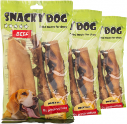 Pachet 3 x Recompensa pentru caini Snacky Dog Scalp de Vita - 450 g
