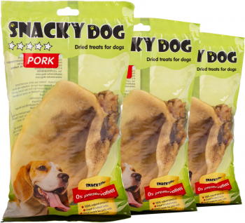 Pachet 3 x Recompensa pentru caini Snacky Dog Ureche de Porc - Bogata in Proteine 
