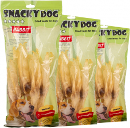 Pachet 3 x Recompensa pentru caini Snacky Dog Urechi de Iepure fara Blana - 300 g