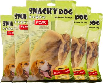Pachet 5 x Recompensa pentru caini Snacky Dog Ureche de Porc - Bogata in Proteine 