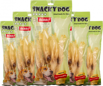 Pachet 5 x Recompensa pentru caini Snacky Dog Urechi de Iepure fara Blana - 500 g