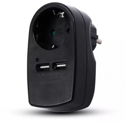 Adaptor Priza 16a 3680w + 2usb 2.1a Negru 