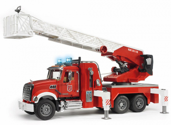 Camion de pompieri Mack Granite cu scara pompa de apa si sirena Bruder 
