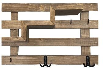 Cuier cu etajera si cinci agatatori Cincinnati 40 x 25 x 11 cm palisandru 