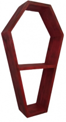 Raft de perete din lemn Coffin 37x65x11.4 cm rosu 