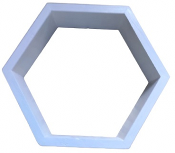 Raft de perete din lemn in forma hexagonala tip fagure cu prindere ascunsa Carnival alb 37.5 x 32.5 x 9.5 cm 