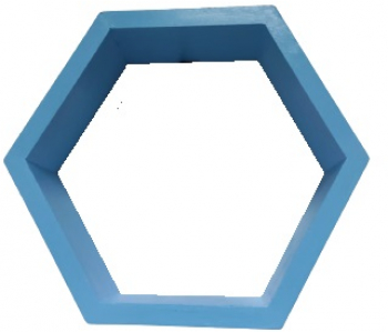 Raft de perete din lemn in forma hexagonala tip fagure cu prindere ascunsa Carnival baby blue 32.5 x 28 x 9.5 cm 