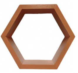 Raft de perete din lemn in forma hexagonala tip fagure cu prindere ascunsa Carnival corai 27.5 x 24 x 9.5 cm 