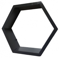 Raft de perete din lemn in forma hexagonala tip fagure cu prindere ascunsa Carnival gri antracit 27.5 x 24 x 9.5 cm 