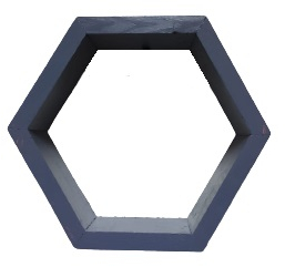 Raft de perete din lemn in forma hexagonala tip fagure cu prindere ascunsa Carnival indigo 32.5 x 28 x 9.5 cm 