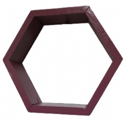 Raft de perete din lemn in forma hexagonala tip fagure cu prindere ascunsa Carnival magenta 27.5 x 24 x 9.5 cm 