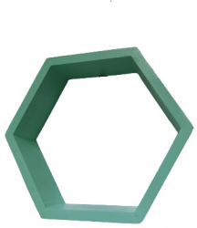 Raft de perete din lemn in forma hexagonala tip fagure cu prindere ascunsa Carnival mint 27.5 x 24 x 9.5 cm 