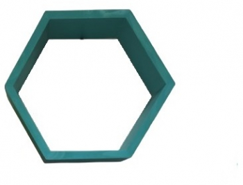 Raft de perete din lemn in forma hexagonala tip fagure cu prindere ascunsa Carnival turquoise 27.5 x 24 x 9.5 cm 
