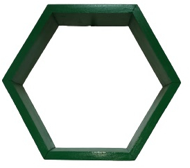 Raft de perete din lemn in forma hexagonala tip fagure cu prindere ascunsa Carnival verde 37.5 x 32.5 x 9.5 cm 