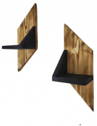 Set 2 rafturi de perete Graz 11.4x40x9.4 cm negru/natur 