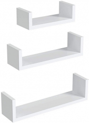 Set 3 rafturi de perete camera copil Mumbai 50x10x9 4/40x10x9 4/30x10x9 4 cm alb 